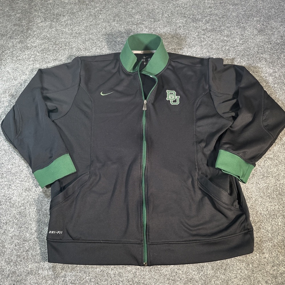Nike Baylor Bears Therma Fit Stitched Logo Jacket Mens XL Black Green